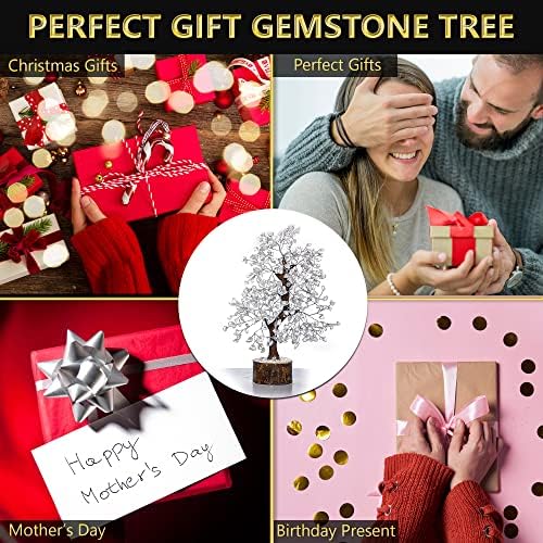 Clear Quartz Crystal Trees for Home Decor, Office Desk Decoration, Chakra Healing Crystals and Stone for Positive Energy, Money, Good Luck, Tree of Life Spiritual for Women and Mom