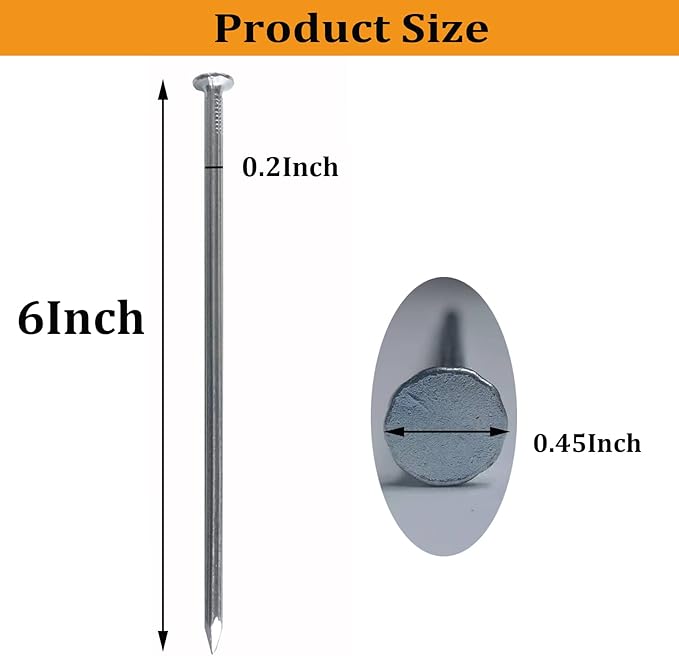 80Pcs Metal Landscape Stakes, 6 Inch Galvanized Garden Edging Nails,Landscape Edging Anchoring Spikes for Paver Edging,Turf,Weed Barriers,Tent and More