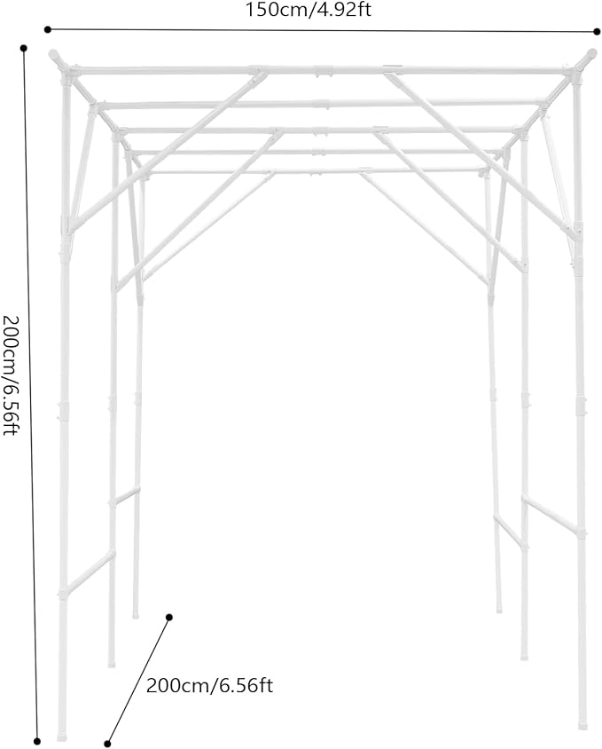 Grape Trellis | 79'' L x 59'' W x 79'' H Grape Vine Support Arch Arbor | Plant Climbing Pergola | Arbour Gazebo Trellis Rack Pergola | Plant Support Rack Trellises for Vegetable Fruit (White)