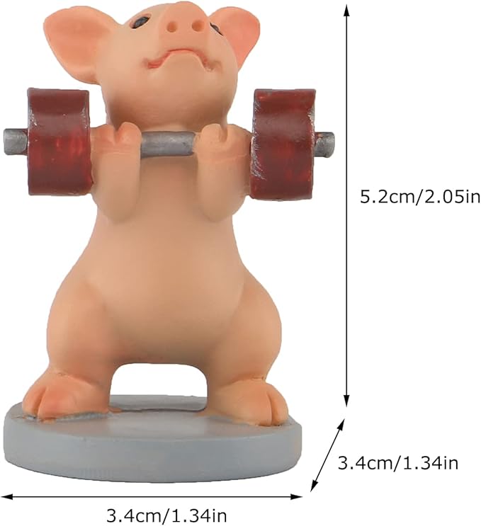 Pig Statue Mini Pig Figurine, Resin Home Decor, Lucky Animal Garden Statue for Micro Landscape (Pig Lifts Dumbbells)