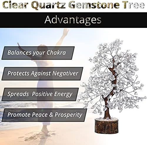 Clear Quartz Crystal Trees for Home Decor, Office Desk Decoration, Chakra Healing Crystals and Stone for Positive Energy, Money, Good Luck, Tree of Life Spiritual for Women and Mom