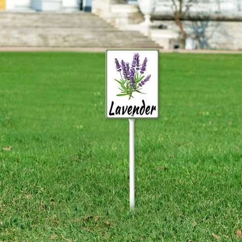 FemiaD Plant Label Signs Planted Herb Garden Markers Waterproof Aluminum Plant Stake Tags Lavender Sign for Nursery Indoor Outdoor Garden Decoration