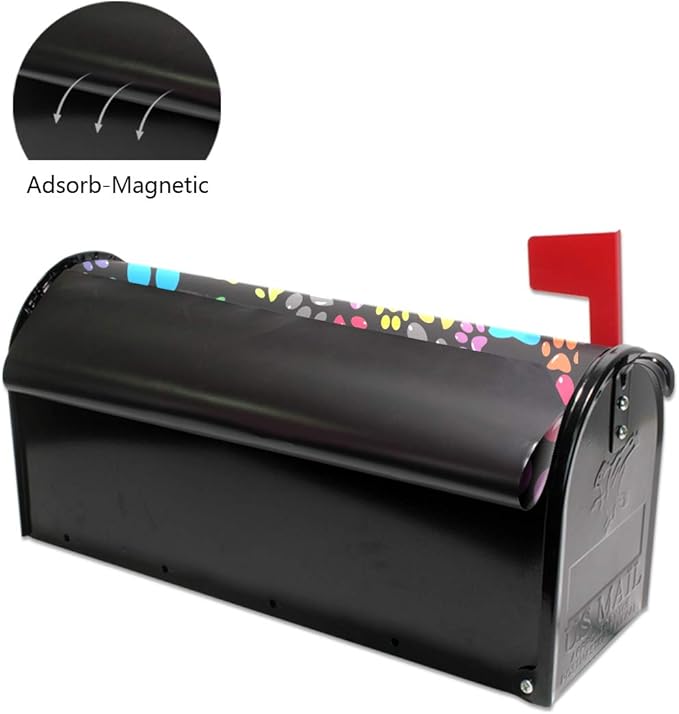 WOOR Colorful Animal Dogs or Cats Paws Magnetic Magnetic Mailbox Cover Standard Size for Garden Yard Outdoor Decorations-18 x 20.8"