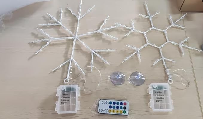 Tuanse 8 Pcs Christmas Silhouette Window Lights Christmas Snowflake Lights with Remote Control LED Lighted Snowflake Decorations Xmas for Window Wall (Blue)