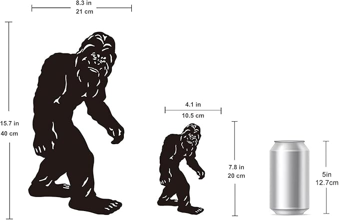 TT & MM Christmas Bigfoot Yard Decor Metal Garden Stakes,Set of 2 Big Foot Sasquatch Gifts for Men/Women,Outdoor Bigfoot Silhouette Statues for Yard Art,Patio,Lawn - 15.7”H x 8.3”W & 7.8”H x 4.1”W