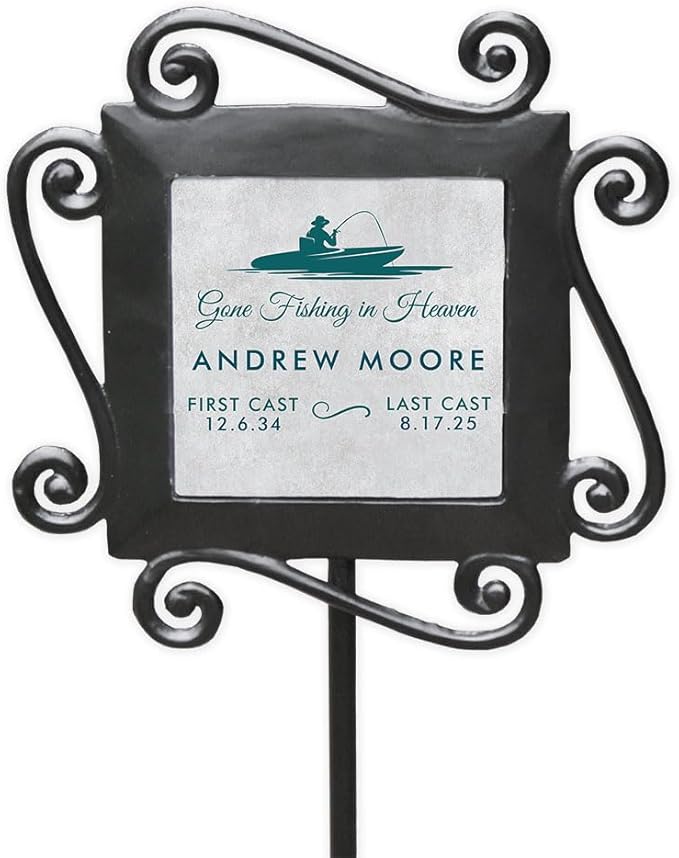 Personalized Fishing Memorial Garden Stake for Outdoor Tribute