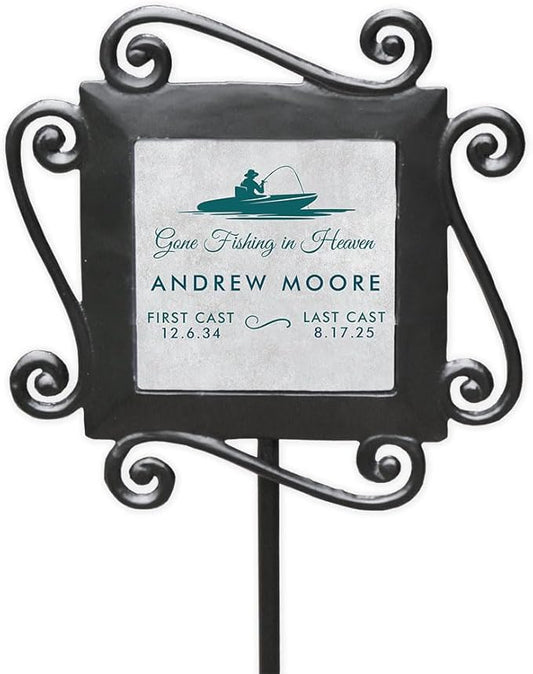 Personalized Fishing Memorial Garden Stake for Outdoor Tribute