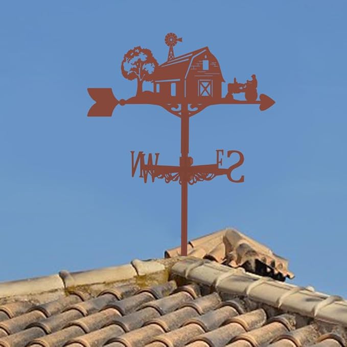 SUPERDANT Farmhouse Weather Vane for Roof Mount House Metal Weathervane Wind Direction Indicators Wind Vanes for Yard Outdoor Farm Barn Sheds Garden Patio Decoration