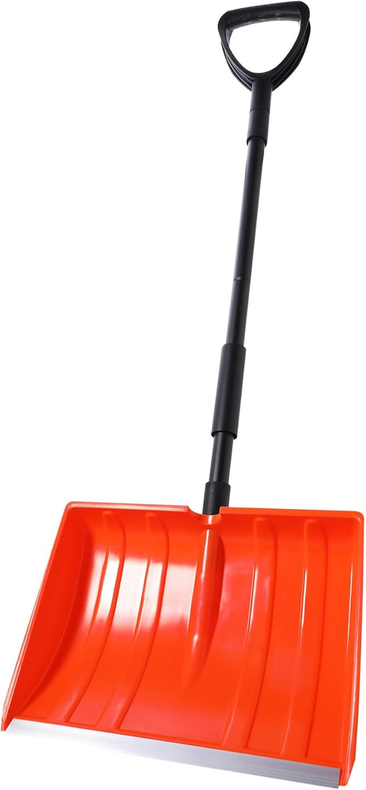 Yocada Snow Shovel for Driveway Home Garage Snow Removal Aluminum Strip with D-Grip Handle 55 inch Long Large Capacity Shovel for Garden Car Camping Outdoor Orange