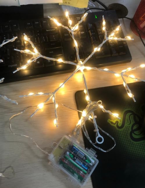 Tuanse 2 Pcs Christmas Silhouette Window Lights Christmas Snowflake Lights with Remote Control LED Lighted Snowflake Decorations Xmas for Window Wall (Warm White)