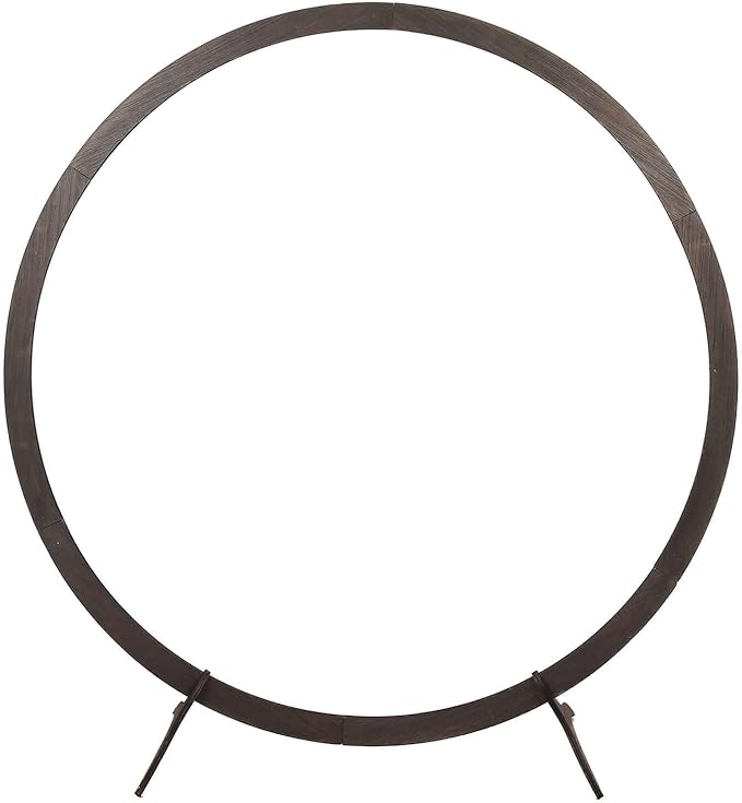 Efavormart 7.4ft Dark Brown Wood DIY Round Wedding Arch Backdrop Stand, Rustic Photo Backdrop Stand