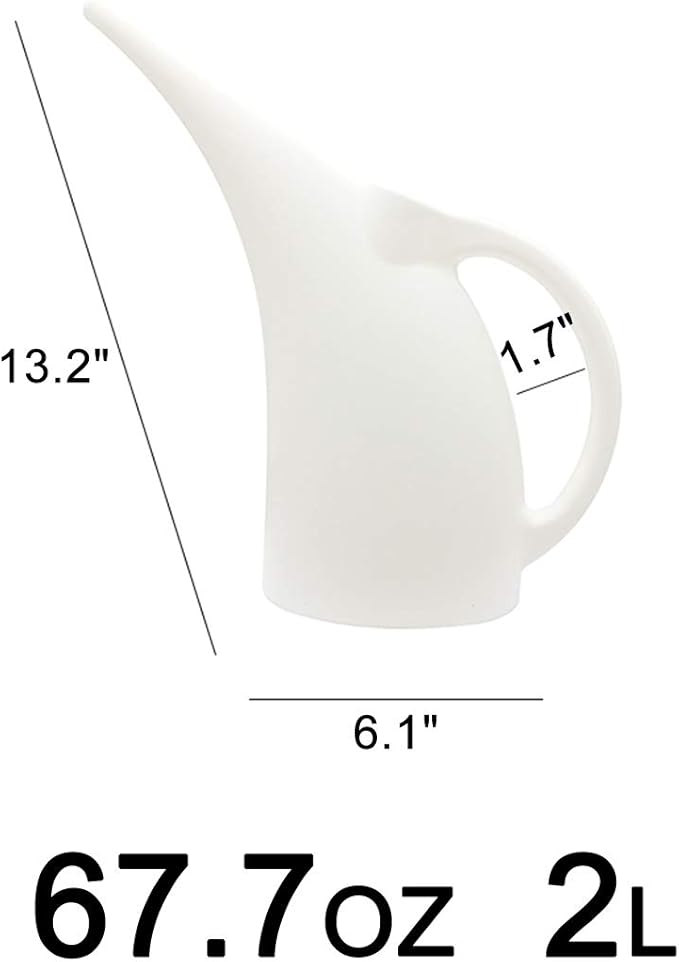 Watering Can for Indoor and Outdoor Plants - 1/2 Gallon - White Color