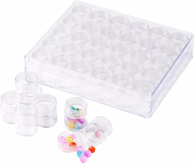 FASHEWELRY 30pcs Diamond Painting Jars 1x1” Small Screw cap containers for Seed beads, 5D Embroidery diamond drill, Nail art and Glitter, Crafts & Sewing