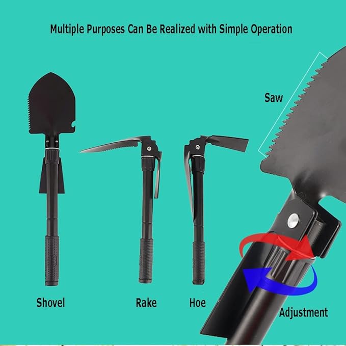 Folding Shovel with Carry Pouch Multitool Outdoor Folding Shovel