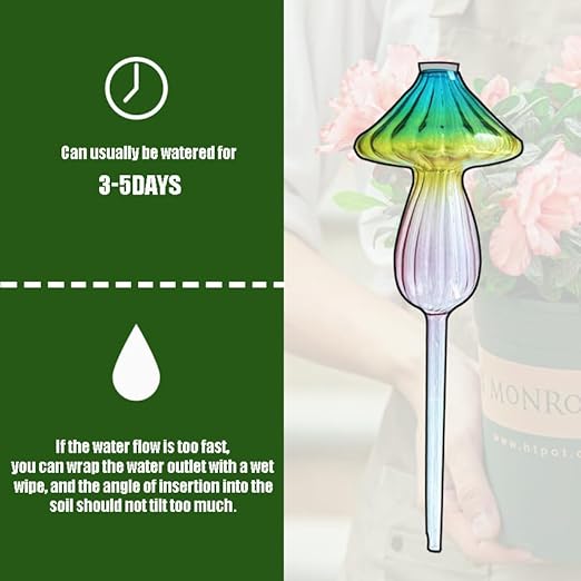 Plant Watering Mushroom, Self Watering Flowerpot Plug-in, Travel Vacation Plant Watering Device, Top Filling Watering, Automatic Home Plant Hydration System