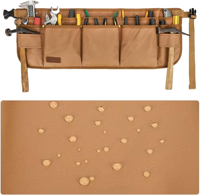 Tool Belt Pouches for Men Utility Belt Electrician Tool Bag Canvas Gardening Waist Tool Pouch with 13 Pockets for Men Women Carpenters Electricians Mechanics, Adjustable