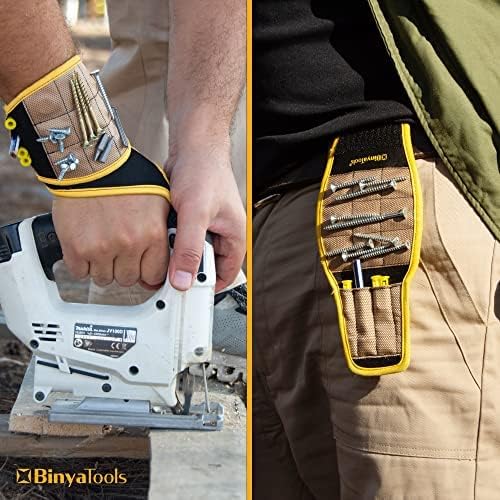 Magnetic Wristband for Tools Magnet Screw Holder Wrist Support Keeps Screws Nails Drill Bits Handy Unique Tool Gadgets for Men's & Dad Perfect Christmas Gifts Stocking Stuffers (Coyote Brown)