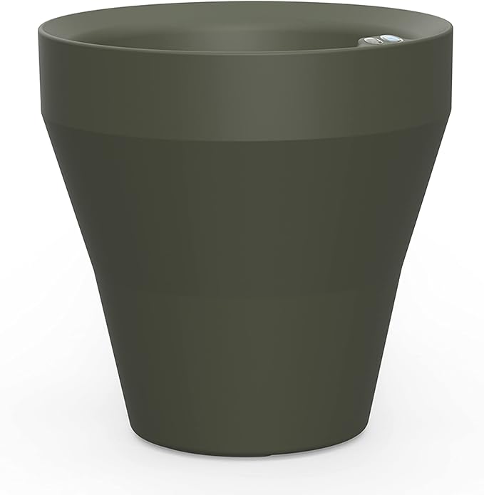 Crescent Garden Rim TruDrop Planter, Self-Watering Plant Pot, 18-Inch (Olive)