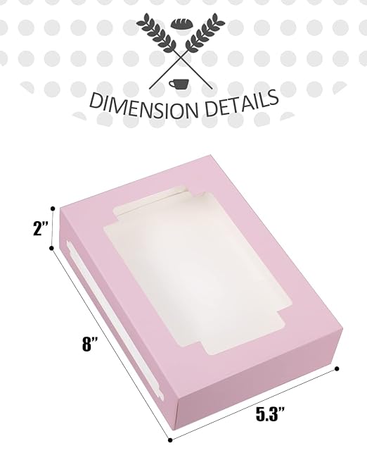 qiqee Cookie Boxes for Gift Giving 8x5.3x2 inch 24Packs Lavender Treat Box with Window Bakery Box for Donuts Candies and Biscuit