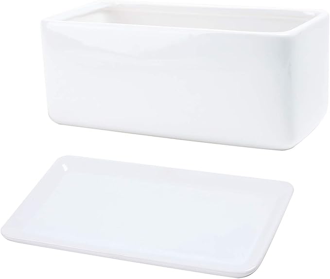 10 inch Rectangular White Ceramic Planter Pot Succulent Cactus Herb Flower Container Window Box Saucer Removable Drip Tray Base Drain Holes Home Office Indoor Outdoor Garden Desktop