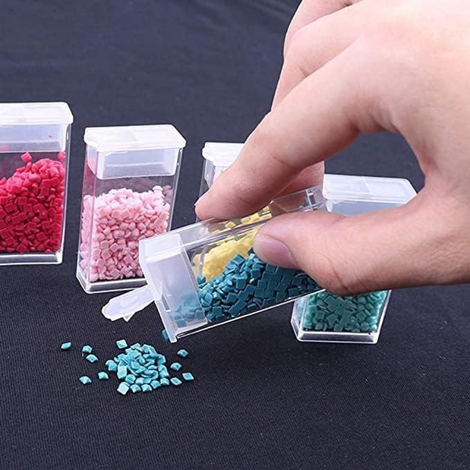 FASHEWELRY 64 Grids Small Diamond Painting Storage Containers 2x1 Inch Clear Flip Top Seed Bead Organizer Boxes with Label Stickers for Diamond Dots, Pony Beads, Nail Glitters