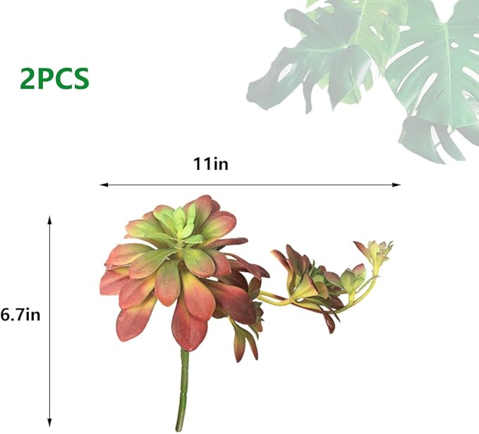 2pcs Artificial Succulent Plants, Realistic Large Fake Succulents, Artificial Hanging Ornaments for Decor