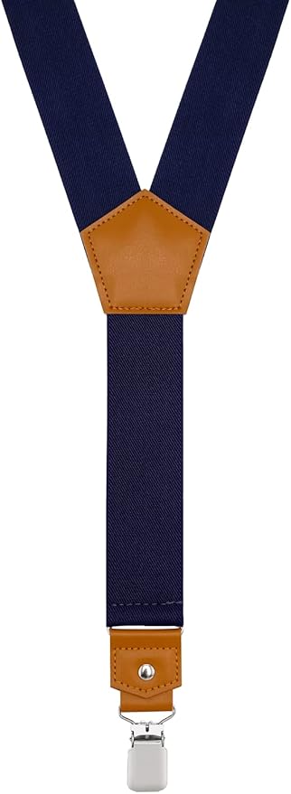 Suspenders for Men Y Back Adjustable Elastic with Strong Clips 47 Inches