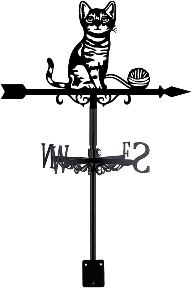 SUPERDANT Cat Weather Vane Cat String Ball Weathervane Decorative Weathervane Metal Wind Direction Indicator Wind Vane Sign Garden Stake for Farmhouse Yard Outdoor Barn Sheds Patio