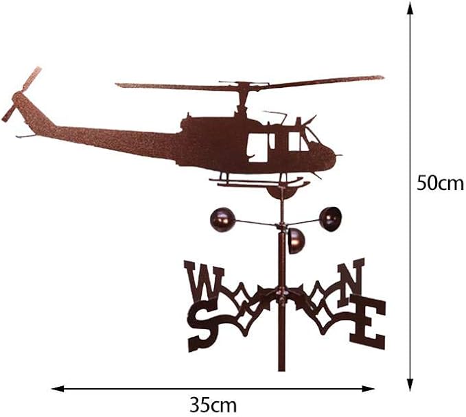 Stainless Steel Helicopter Weathervane, 50X35CM Retro Scene Garden Stake Weathervane Professional Measuring Tools, Resistant and Durable