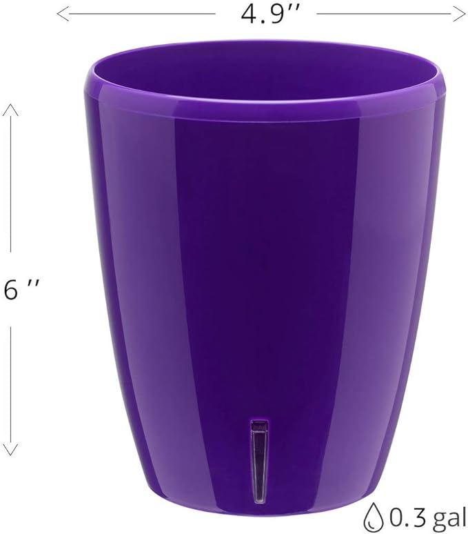 Santino 4.9 Inch ORCHIDEA Self Watering Pots for Orchids in Violet - Decorative Wicking Planter with w/Great Aerification, Drainage and Water Level Indicator