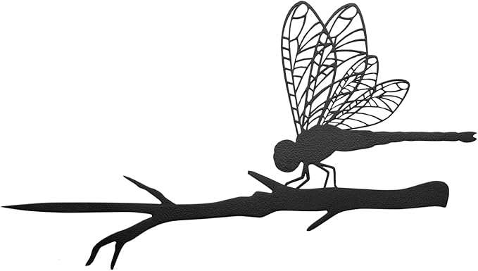 Dragonfly Metal Tree Spike Silhouette – 17” Laser-Cut Garden Decor – Weather-Resistant Outdoor Yard Art – Made in USA – Decorative Metal Garden Stake for Trees, Planters, and Landscapes
