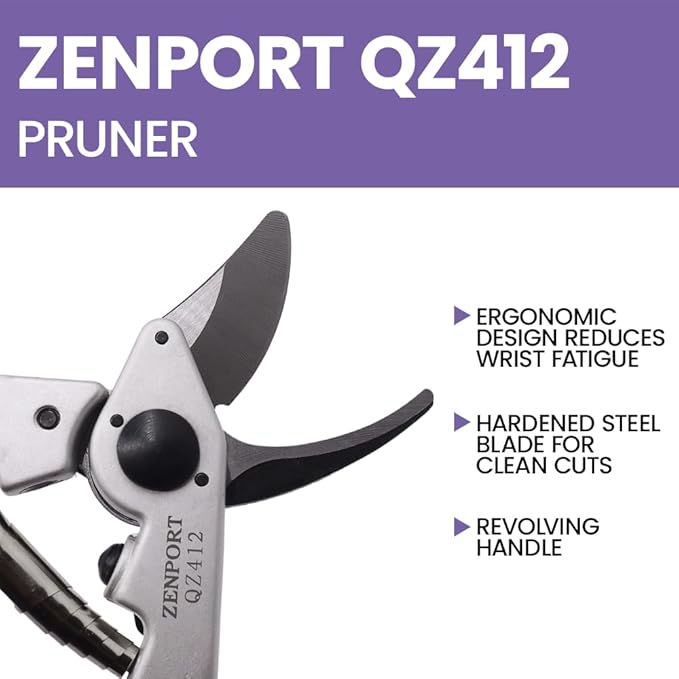 Zenport QZ412 Small Rotating Professional Pruner, .8-Inch Cut, 7.25-Inch Long
