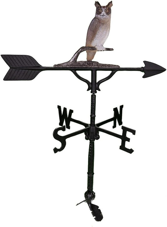 Montague Metal Products 32-Inch Weathervane with Color Owl Ornament