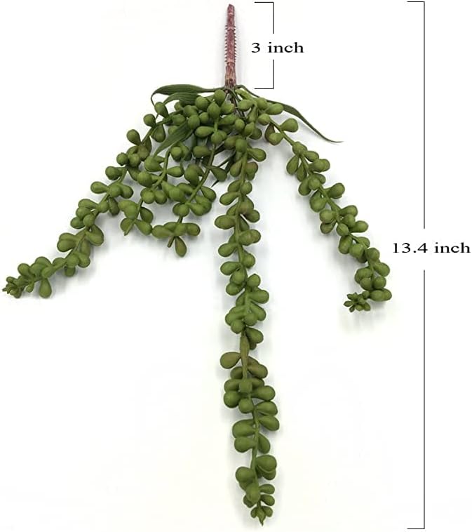 HUIANER Artificial Succulent Plants, 13.4" Fake Hanging String of Pearls Simulation Greenery Plants for Christmas Wall Home Kitchen Office Garden Wedding Decor, Pack of 2