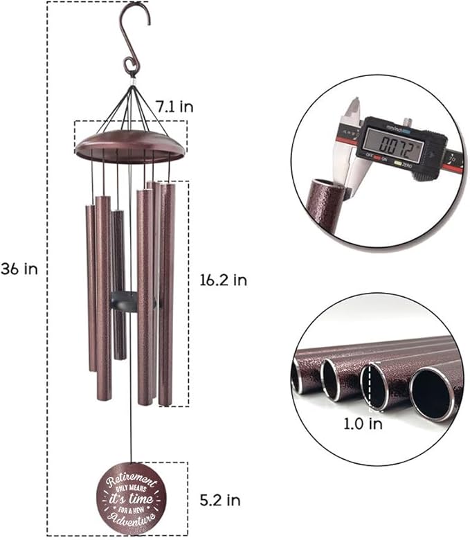 Personalized Retirement Wind Chimes, Retirement Gifts for Women, Retirement Gifts for Women 2024, Wind Chimes for Outside 36-inch Deep Tone, Never Forget The Difference You Made.