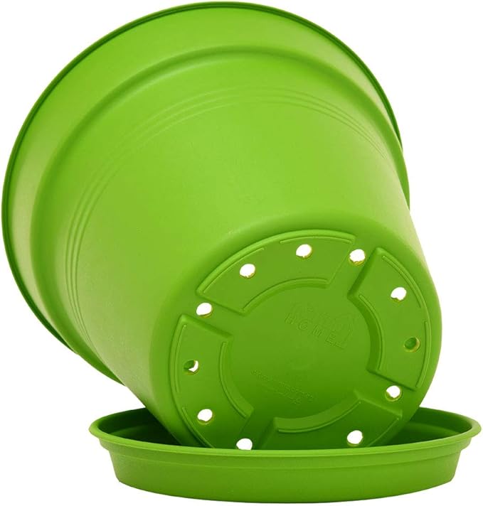 Mintra Home Garden Pots 4pk - Flowers, Herbs, Plants, Indoor, Outdoor, Colorful, Wholesale, Bulk (Light Green, 19cm Diameter (7.5in))