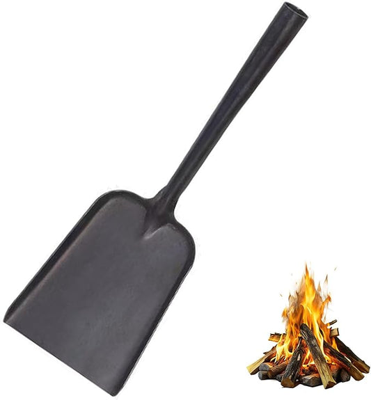 Fireplace Shovel Ash Shovel for Fire Pit Heat Resistant Fireplace Scoop Garden Shovel (Black - XL)