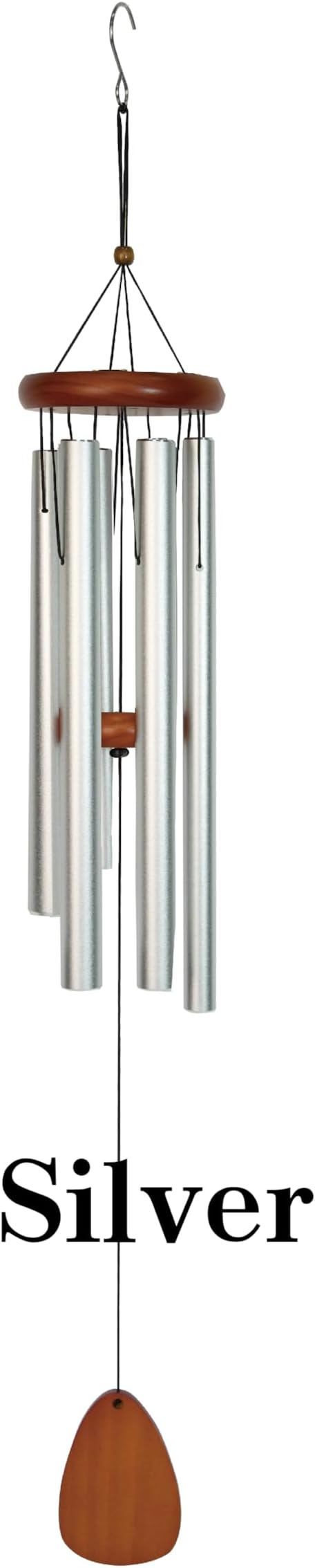 Personalized Memorial Wind Chimes for Loss of Loved One – Sympathy Gift for Mom or Dad, Outdoor Bereavement Chimes, Remembrance Wind Chime for Funeral or Memorial (Silver, 37")