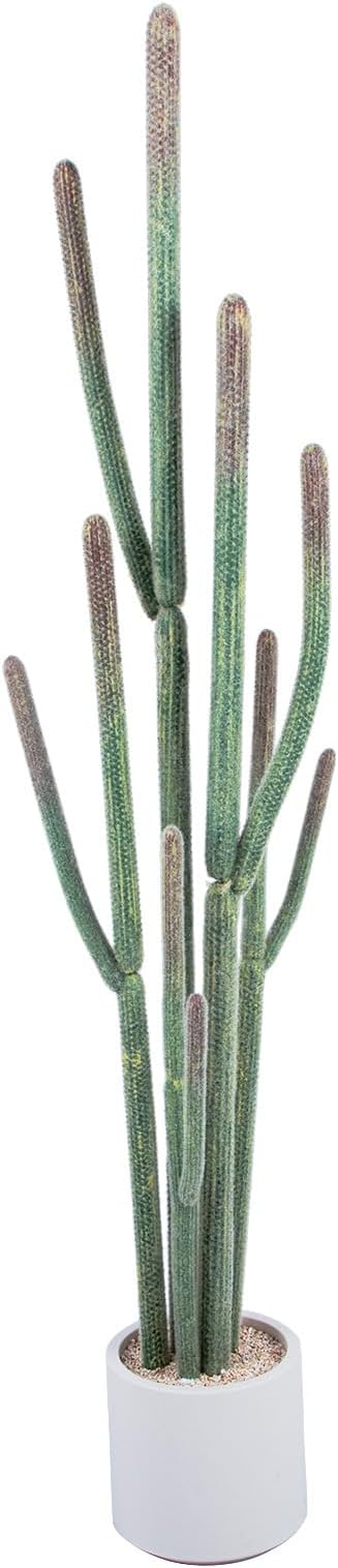 Tall Faux Cactus Plant，62in Realistic Texture Tall Fake Plant, Artificial Cactus Large with White Planter Indoor Outdoor for Home Office Living Room Bedroom Foyer Porch Decor.