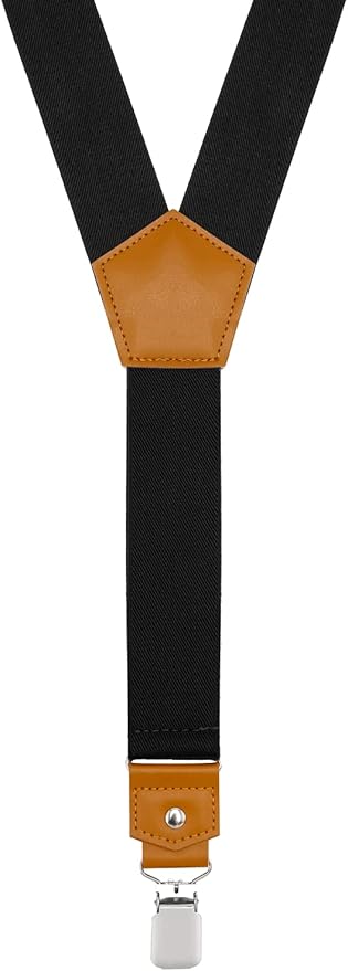 Suspenders for Men Y Back Adjustable Elastic with Strong Clips 47 Inches