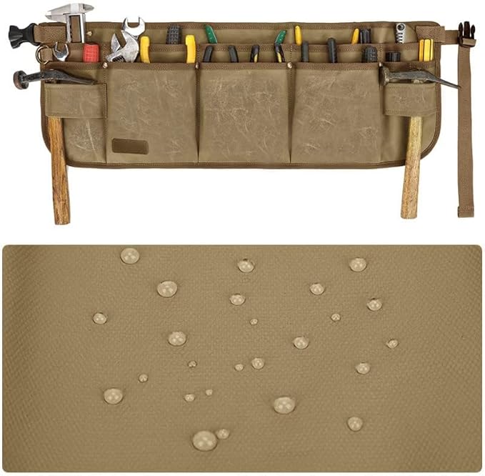 Tool Belt Pouches for Men Utility Belt Electrician Tool Bag Canvas Gardening Waist Tool Pouch with 13 Pockets for Men Women Carpenters Electricians Mechanics, Adjustable