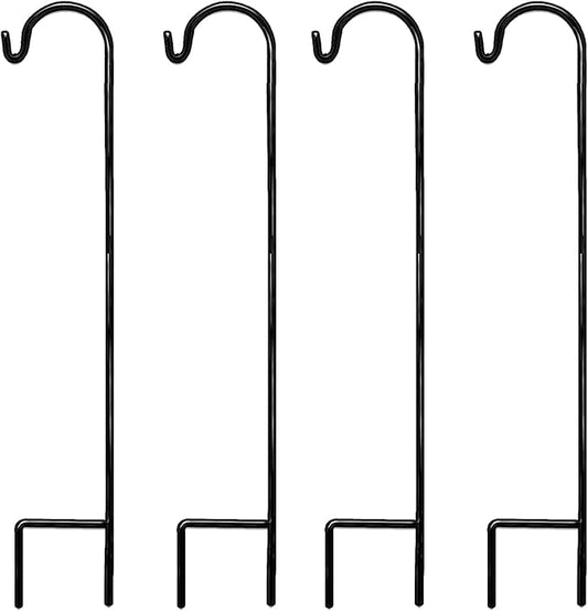 AshmanOnline Ashman Shepherd's Hooks 35 Inch (4 Pack), Black, Made of Premium Metal for Hanging SolarLights, Bird Feeders, Mason Jars, Christmas Lights, Lanterns, Garden Stakes and Wedding Décor.