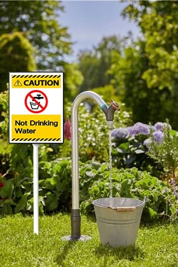 Not Drinking Water Yard Sign with 12.8Inch Metal Stake, 7" x 8.8", Rustproof Aluminum Sign Garden Sign Lawn Art, Set of 1