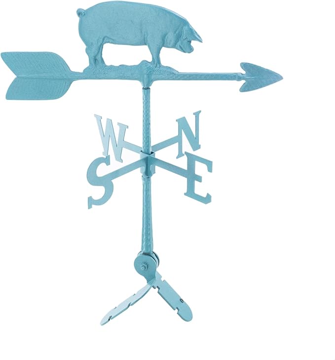 Montague Metal Products - Weathervane - Cast Aluminum Weathervane -Includes Roof Mount - 6 Colors Available (Pig, Verdigris)