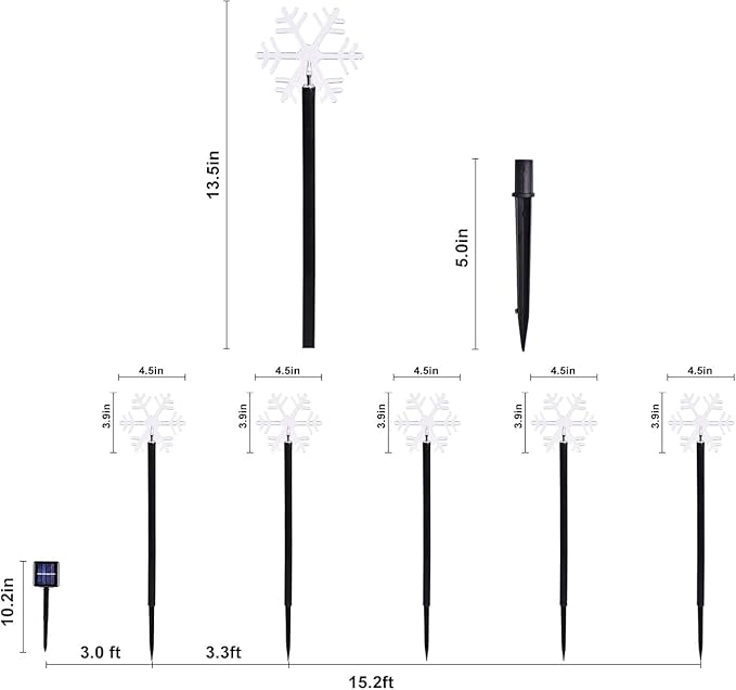 BRIGHTDECK Snowflake Solar Christmas Decorations Outdoor, 10 Pack LED Christmas Pathway Lights, Waterproof Snowflake Pathway Lights, Stake for Garden Decor (10Pcs Warm White)