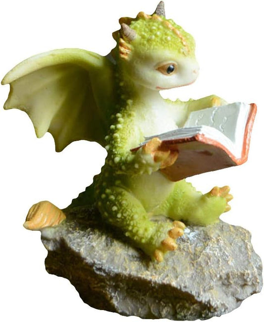 Garden Dragon Figurine- Studying Dragon on Rock