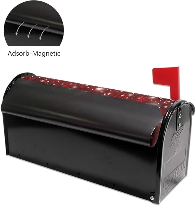 ALAZA Red Christmas Tree Magnetic Magnetic Mailbox Cover with Snowflakes Standard Size for Garden Yard Outdoor Decorations-18 x 20.8"