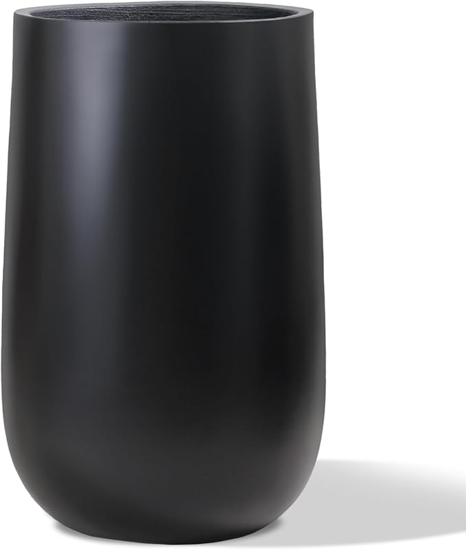 Concrete Tall Planter Outdoor Indoor, Large Cement Plant Pots for Trees Flowers (Black, 24 inch)