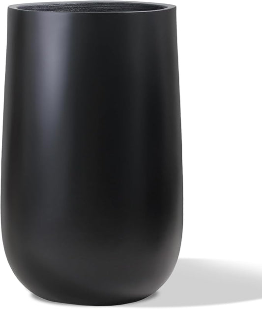Concrete Tall Planter Outdoor Indoor, Large Cement Plant Pots for Trees Flowers (Black, 24 inch)