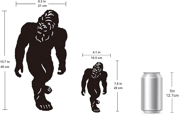 TT & MM Christmas Bigfoot Yard Decor Metal Garden Stakes,Set of 2 Big Foot Sasquatch Gifts for Men/Women,Outdoor Bigfoot Silhouette Statues for Yard Art,Patio,Lawn - 15.7”H x 8.3”W & 7.8”H x 4.1”W